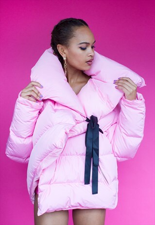 PINK KIMONO STYLE PADDED JACKET