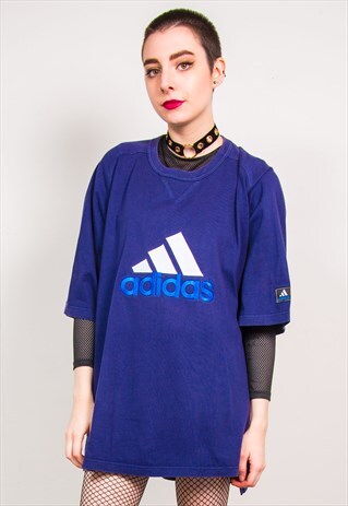 ADIDAS VINTAGE 90'S NAVY BLUE OVERSIZED T-SHIRT