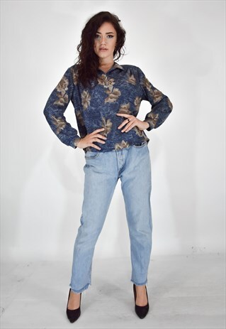 VINTAGE MULTICOLORED FLORAL BLOUSE IN COTTON
