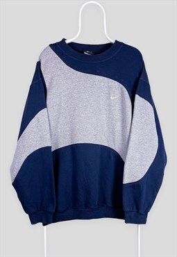Vintage Reworked Nike Sweatshirt Grey Blue XXL