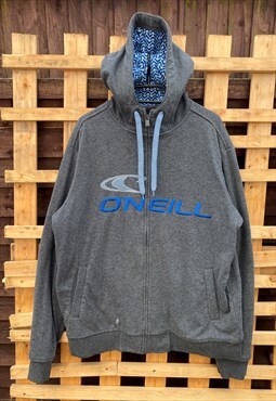 Retro Oneill Surfwear grey full zip hoodie XL 