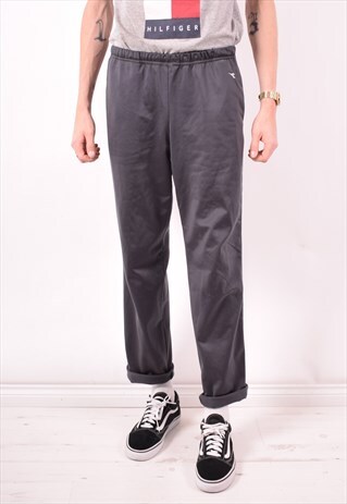 DIADORA MENS VINTAGE TRACKSUIT TROUSERS W34 L30 GREY 90S