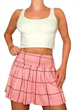 Vintage Y2K 90's/00's Pink Check Pleated Rara Mini Skirt