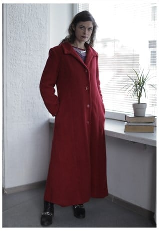 VINTAGE 80'S MAXI RED COAT