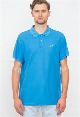 VINTAGE BLUE NIKE SHORT SLEEVE POLO SHIRT