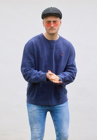 RALPH LAUREN USA NAVY BLUE HEAVYWEIGHT MINIMALIST SWEATSHIRT