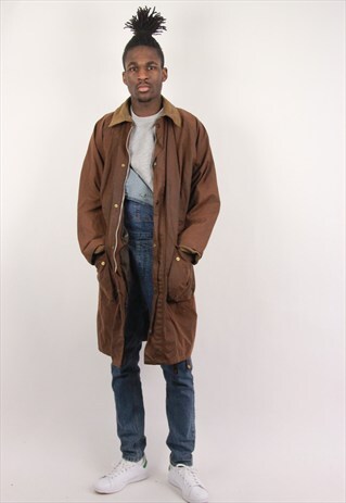 VINTAGE BROWN LONG WAX JACKET