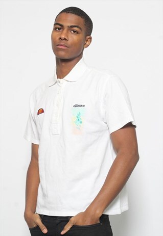 VINTAGE ELLESSE LOGO POLO SHIRT WHITE