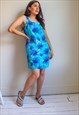 VINTAGE 90S MINI DRESS IN BLUE FLORAL PRINT 