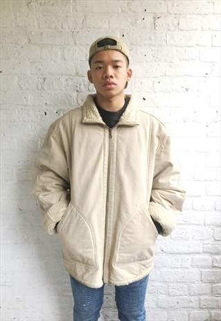 SHEARLING AVIATOR BOMBER JACKET WITH FLEECE LINING (1990'S)