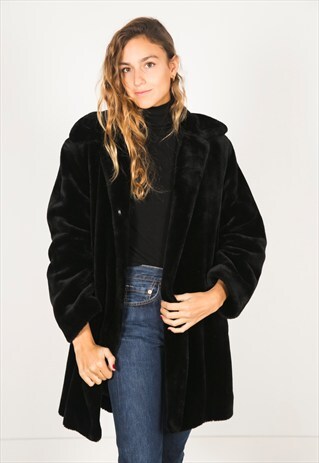 VINTAGE 80S FAUX FUR COAT / R0127