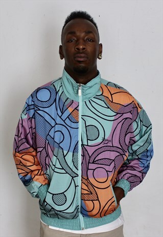 VINTAGE FUNKY PRINT FESTIVAL TRACK JACKET SMALL