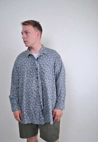 VINTAGE BUTA PRINT ARABIC LONG SLEEVE SHIRT, SIZE XL
