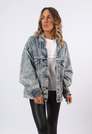 LEVIS DENIM JACKET ACID WASH OVERSIZED FITTED UK 18 (HBG)