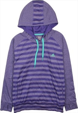 Vintage 90's Adidas Hoodie Striped Pullover Purple XLarge