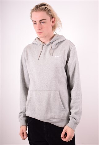 NIKE MENS VINTAGE HOODIE JUMPER LARGE GREY 90S