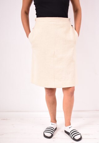 BYBLOS WOMENS VINTAGE SKIRT W28 BEIGE 90S