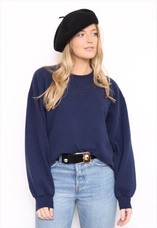 VINTAGE 90S NAVY SPORTS SWEATER JUMPER