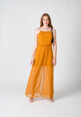 VESTIDO LARGO MOSTAZA