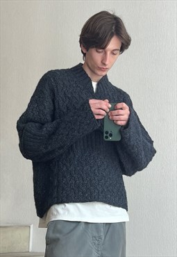 Vintage DOLCE GABBANA Sweater Cable Knitted Jumper Grey