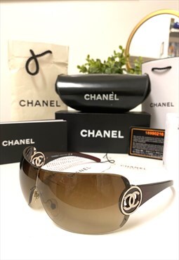 Chanel 4145 rimless wrap around visor gradient sunglasses