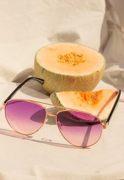 Lilac Engraved Bar Aviator Gradient Tint Sunglasses