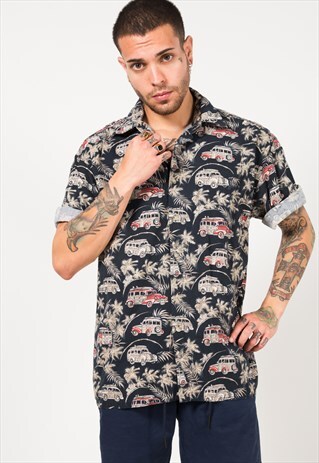 VINTAGE 80S CRAZY PRINT SHIRT/ S1813