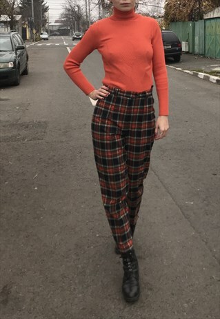 AMAZING VISCOSE ORANGE TURTLENECK TOP