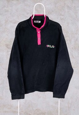 Vintage Fila Magic Line Synchilla Fleece Sweatshirt Black XL