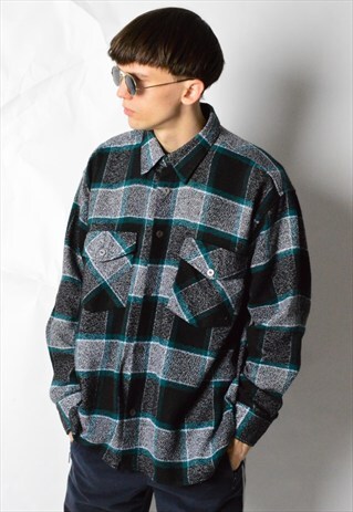 VINTAGE 90S GRUNGE CHECK LONG SLEEVE WOOL BLEND SHIRT