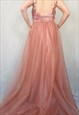 VINTAGE PALE PINK WEDDING GUEST DRESS, UK18