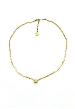 Christian Dior Necklace Gold Crystal Authentic 80s Vintage