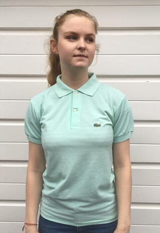 WOMENS VINTAGE 90S LACOSTE TOP MINT GREEN POLO SHIRT BLOUSE