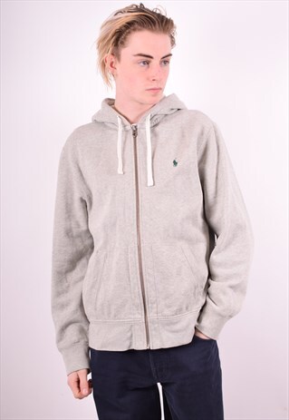 POLO RALPH LAUREN MENS VINTAGE HOODIE JACKET LARGE GREY 90'S