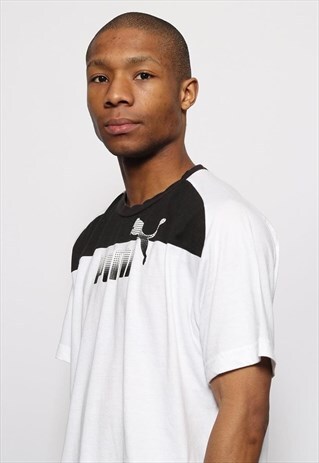 VINTAGE PUMA LOGO T-SHIRT WHITE BLACK