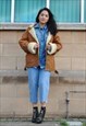 VTG 70S BROWN SHEEPSKIN SHEARLING WINTER AVIATOR JACKET COAT