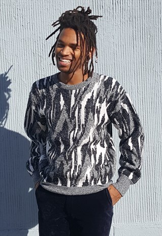80S 90S NEW WAVE MINIMALIST LUXURY ABSTRACT PATTERN SWEATER