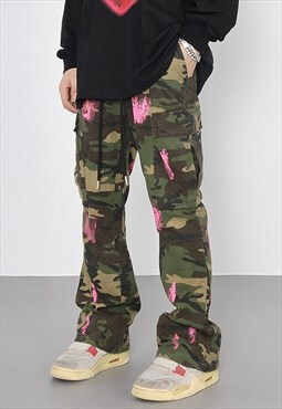 Camouflage Paint splatter Cargo pants trousers