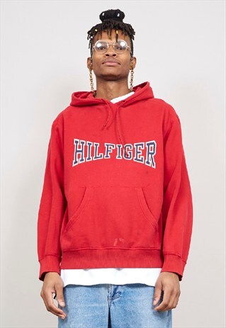 VINTAGE 90'S TOMMY HILFIGER RED HOODIE