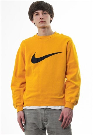 VINTAGE NIKE CREW NECK 90S YELLOW BIG LOGO