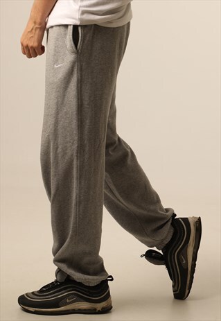 VINTAGE NIKE EMBROIDERED LOGO COTTON TRACK BOTTOMS