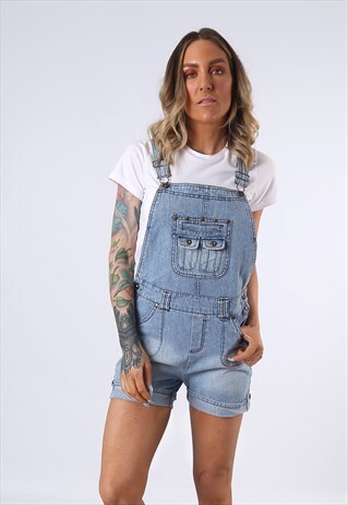 DENIM DUNGAREES SHORTS FADED GLORY UK 10 (4AD)