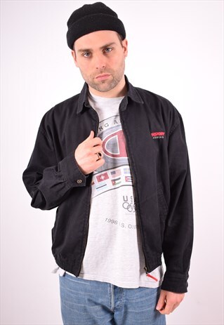 ICEBERG MENS VINTAGE HARRINGTON JACKET MEDIUM BLACK 90S