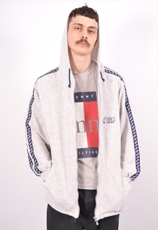 VINTAGE ASICS HOODIE SWEATER GREY