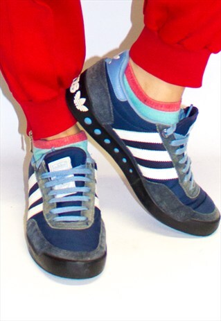 RETRO ADIDAS LOGO BLUE SUEDE TRAINERS