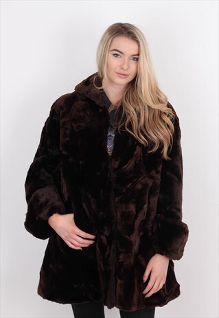 VINTAGE HEAVY THICK FAUX FUR JACKET