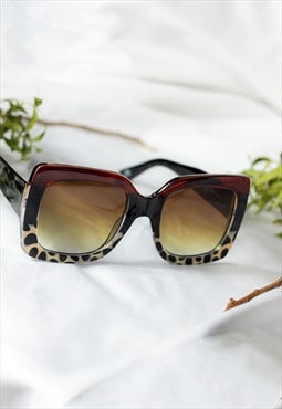 Leopard Chunky Oversized Statement Butterfly Sunglasses