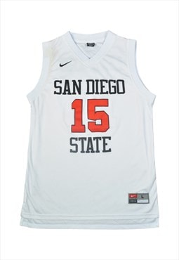 Vintage Nike San Diego State Basketball Jersey White Large