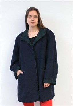 Loden Vintage 80s women's L XL Alpaca Wool Coat Jacket Blue