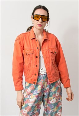 Vintage denim jacket in orange oversized jean SASS